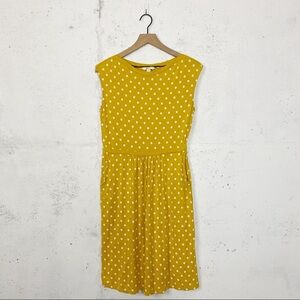 Boden Eleanor Jersey Knit Yellow Mustard Polka Dot Midi Dress Size 10P